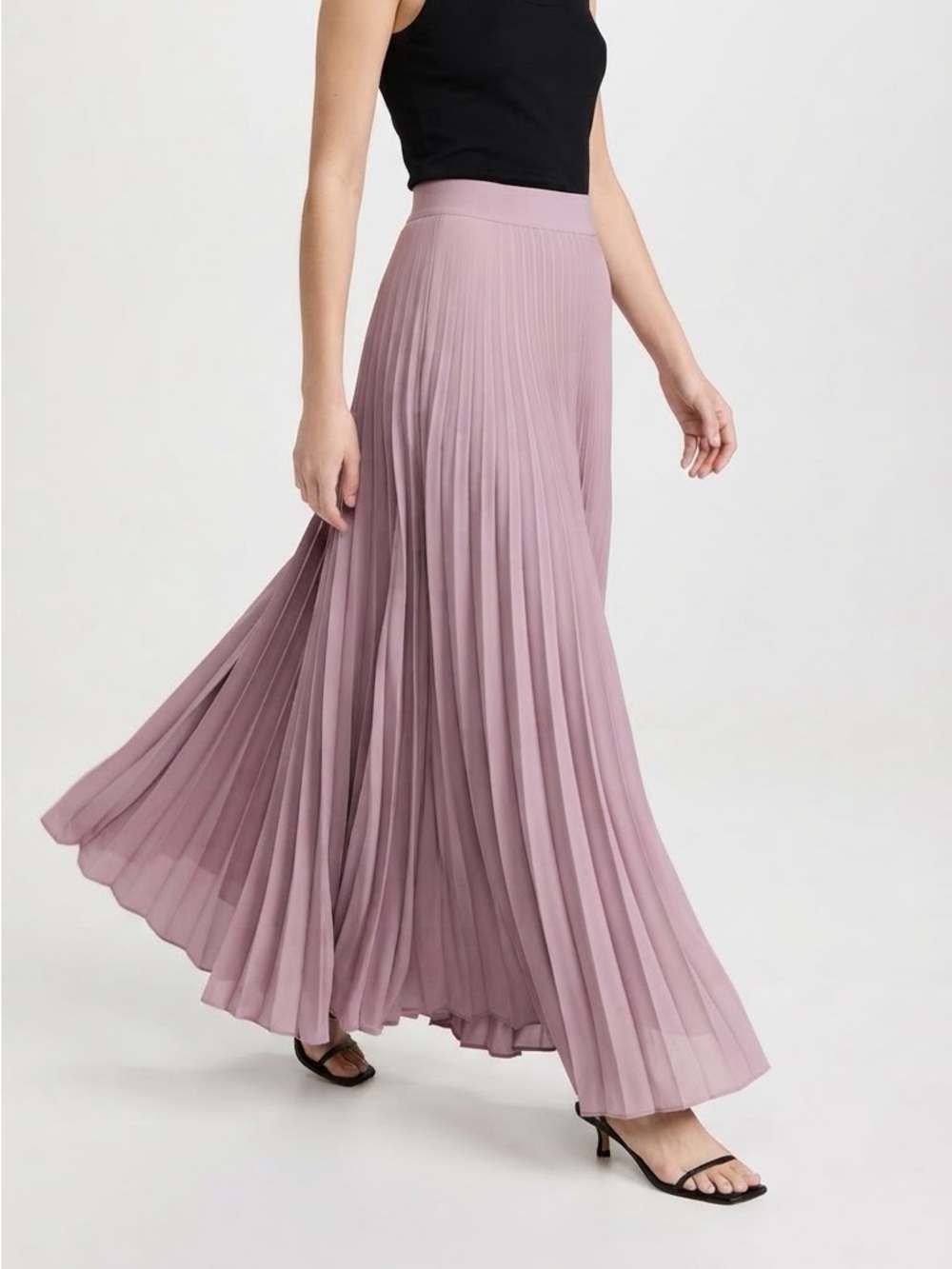 BCBGMaxAzria Pleated Maxi Skirt in Dusty Mauve